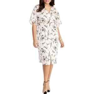 RACHEL Rachel Roy Blush Floral Tie-Waist Midi Dress